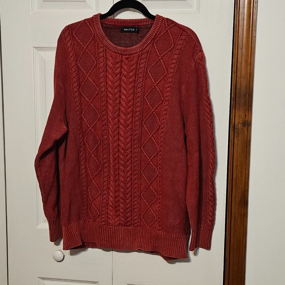 Men's Washed Red Nautica Sweater Size XL